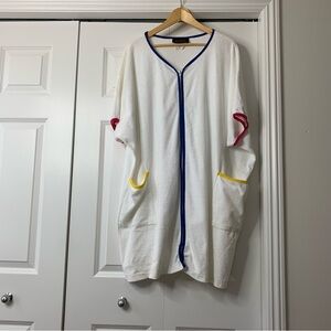 Vintage White Terry Cloth Short Sleeve Cover up/ Robe Size 24W